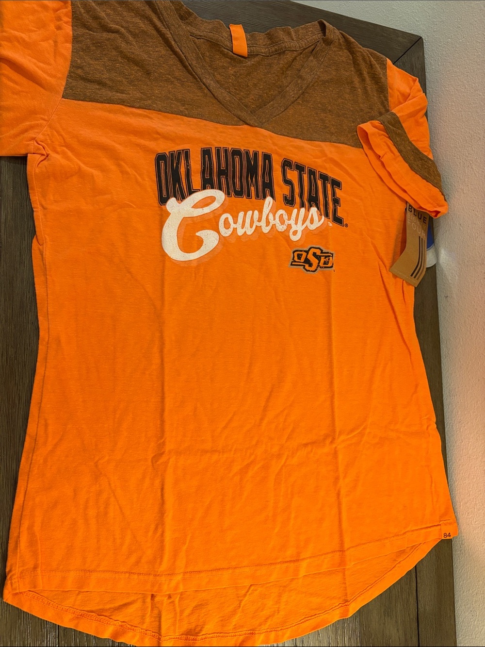 NWT [Blue 84] Oklahoma State Cowboys NCAA Short-Sleeve High/Low Top Women’s L - Picture 3 of 10